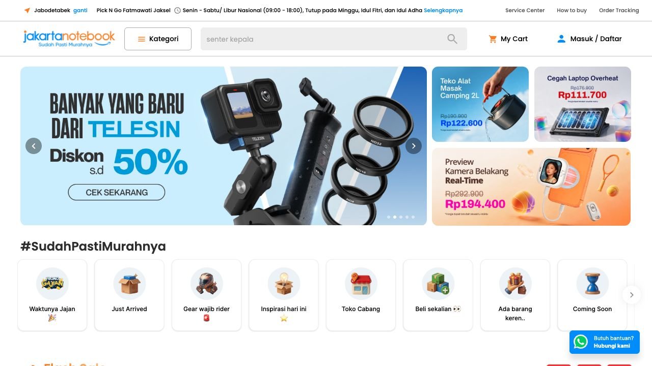 Tampilan website Jakarta Notebook