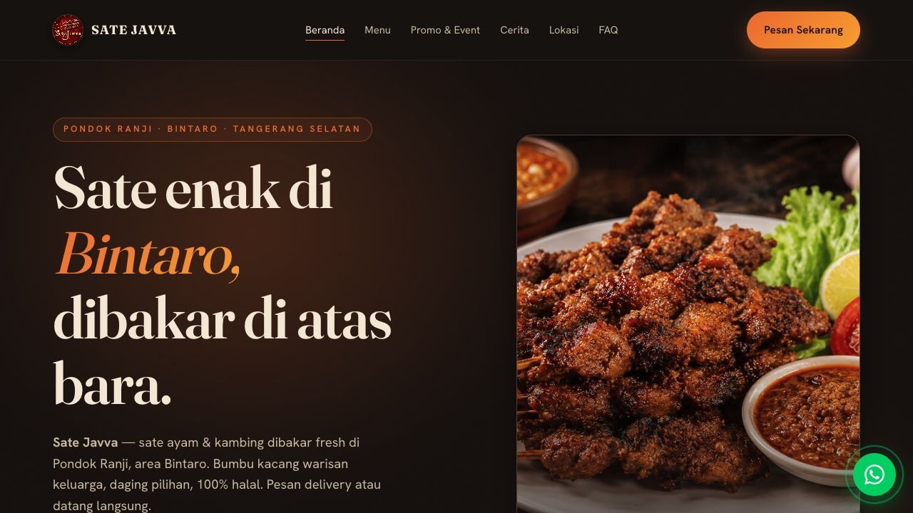 Tampilan website Sate Javva